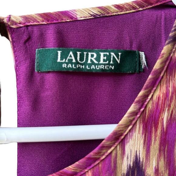 Lauren Ralph Lauren Dress Size 10 Purple Geometric Midi - Picture 3 of 10